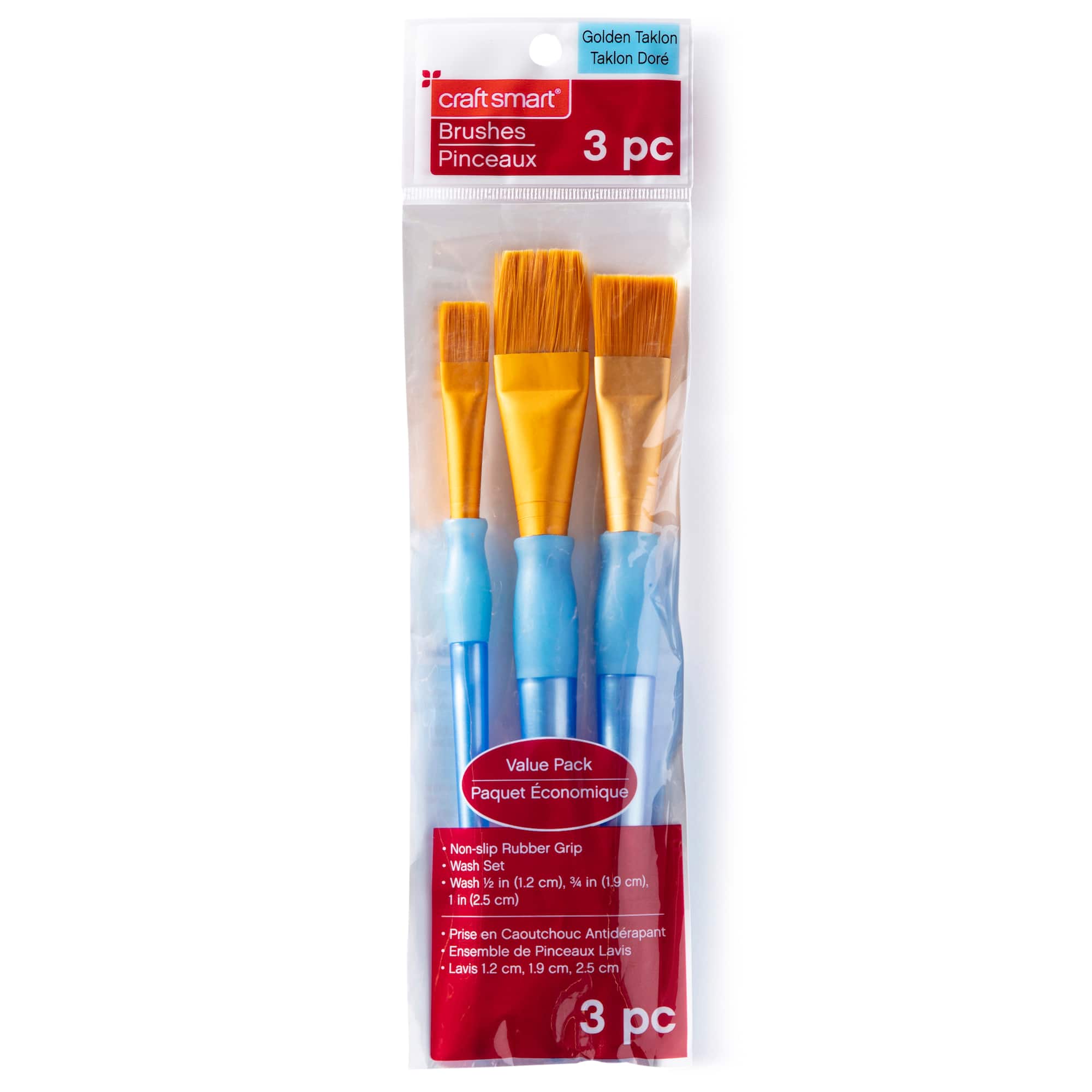 Golden Taklon Wash 3 Pieces Brush Set by Craft Smart®